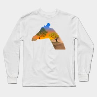 Giraffe sunset silhouette Long Sleeve T-Shirt